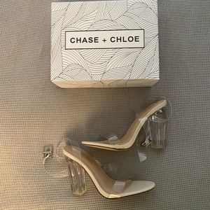 Chase + Chloe Clear/Tan Heels